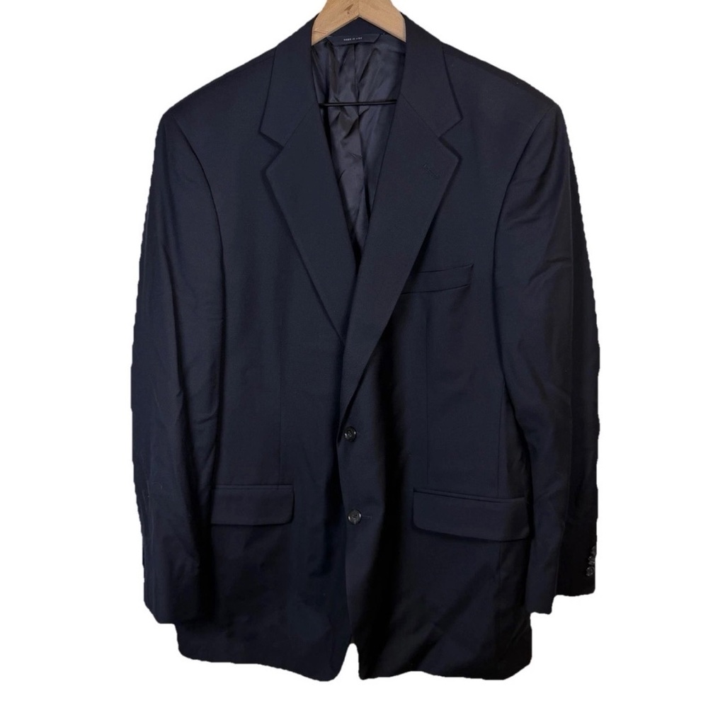 Brooks Brothers Brooksease Navy Blue 100% Wool Blazer Size 44L Made In USA